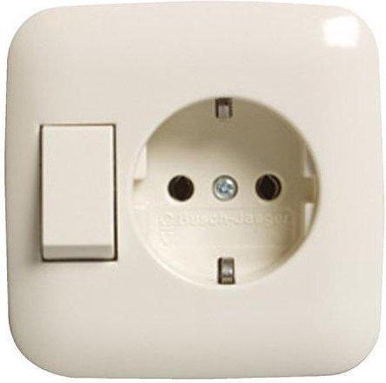 BUSCH-JAEGAR COMBI WISSEL SCHAKELAAR/ STOPCONTACT INBOUW CREME image