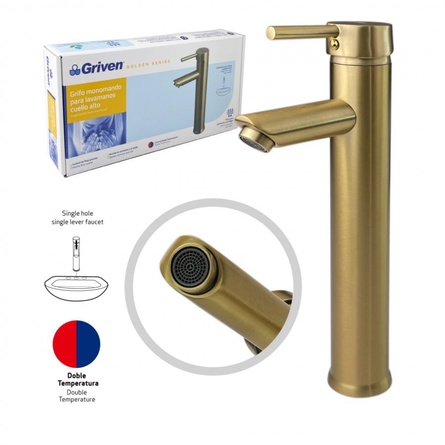 KITCHEN FAUCET(GOLD)HIGH NECK SINGLE-HANDLE/GV-TMGF-1/GRIVEN image